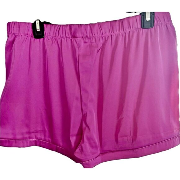 Juicy Couture L Pink Satin Logo Studded Button Short Sleeve & Shorts Pajama Set - Picture 6 of 7